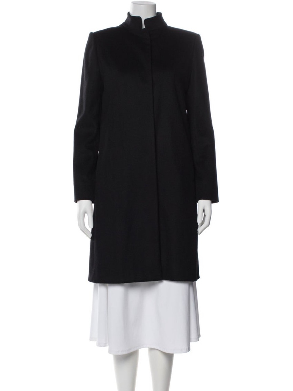 Chloé Black Virgin Wool Coat US 4 FR36 Stand Collar $2,100
